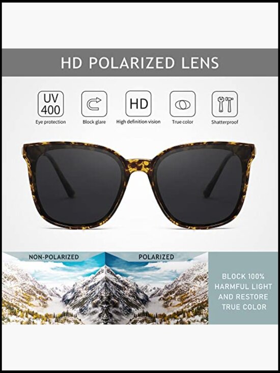 Oversized Polarized Sunglasses with UV400 Protection, TR90 Frame main image 6